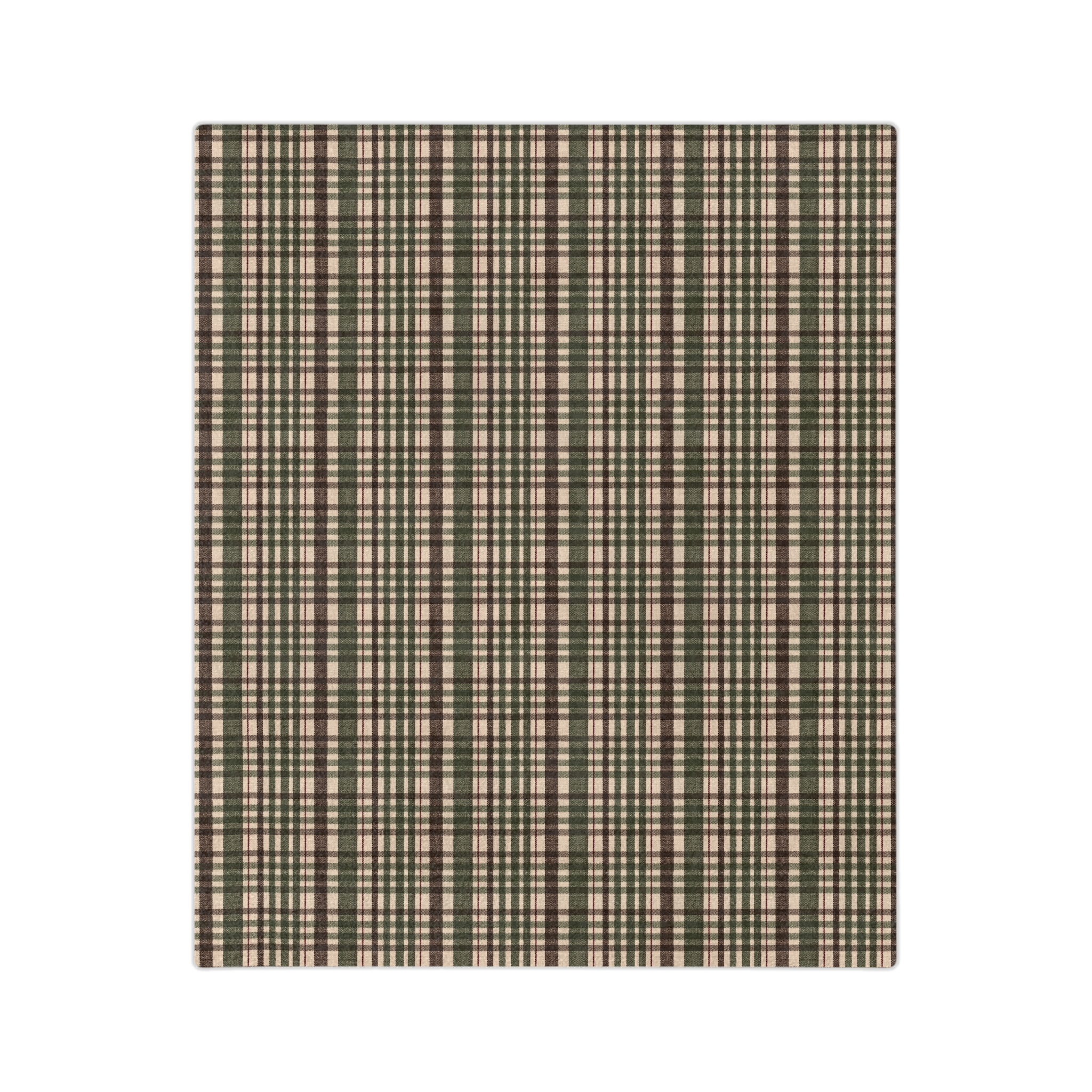 Classic Green Plaid Velveteen Microfiber Blanket
