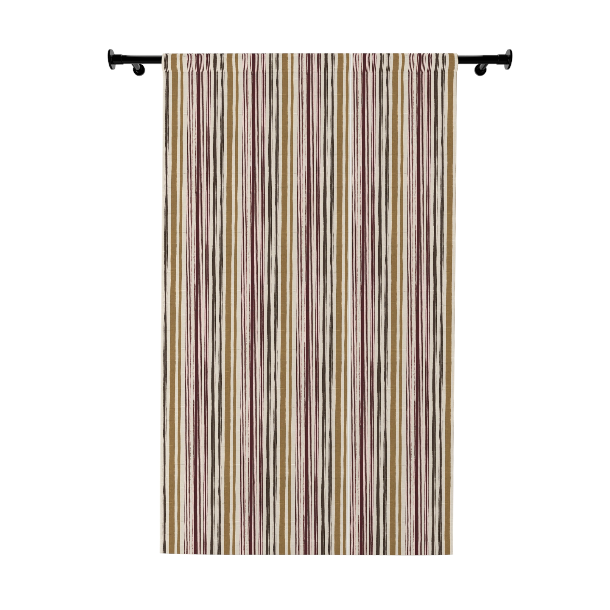 Striped Window Curtain Panel — Neutral Multi-Color Vertical Stripes